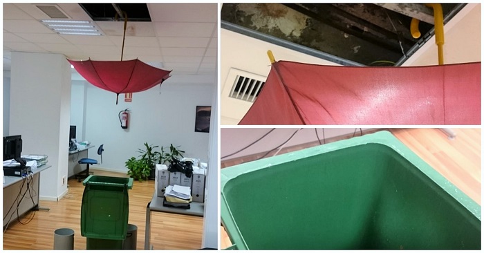 Filtraciones, goteras y desprendimientos de techo en las oficinas del servicio de Gestión Tributaria del Ayuntamiento de Motril